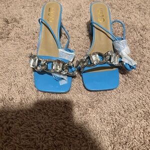 EGO Blue Heels with Crystal Accents